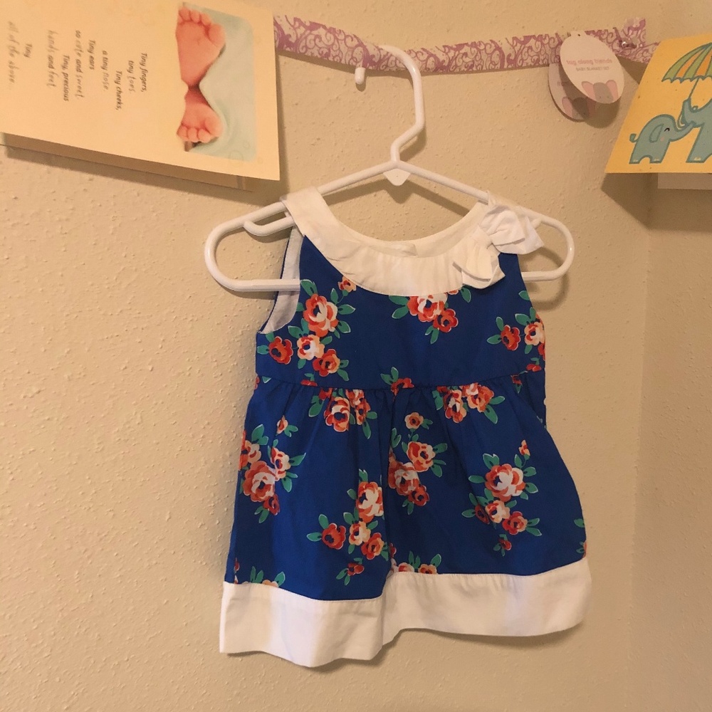 Gymboree Blue and White Girls Flower Dress